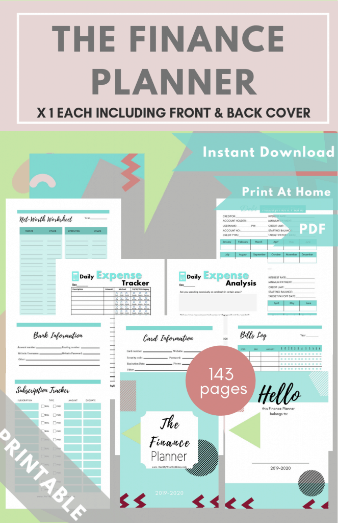 Free Finance Printables - Free Finance Planner by Healthy Wealthy Skinny. Free Finance Printables to help you organize your finances. Our Finance planner is designed to help you track and organize every aspect of your personal finances. #financeprintables #personalfinance #financetools #budgeting